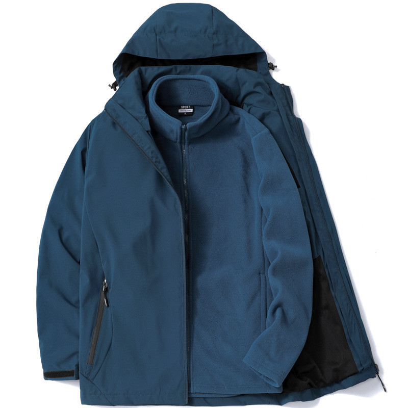 Chaqueta de Montaña 3 en 1 Dos Piezas Mezcla de Fibra Química Desmontable Térmica para Senderismo