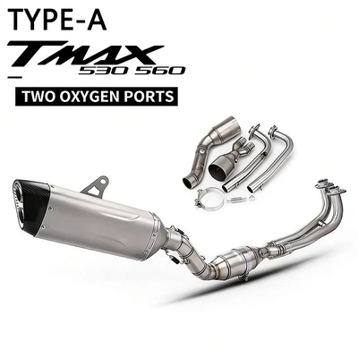 Suitable for 2018-2025 TMAX530 exhaust pipe front section, TMAX560 front section, full section AK tail section exhaust pipe (Exhaust pipe) - a-titanium-color