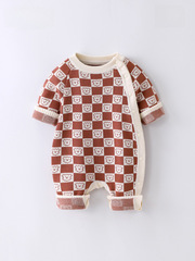 Baby All-in-One Set for Autumn and Winter, Casual Knit Sweater, Cotton Yarn Hoodie for Cute Baby, Onesie Outfit