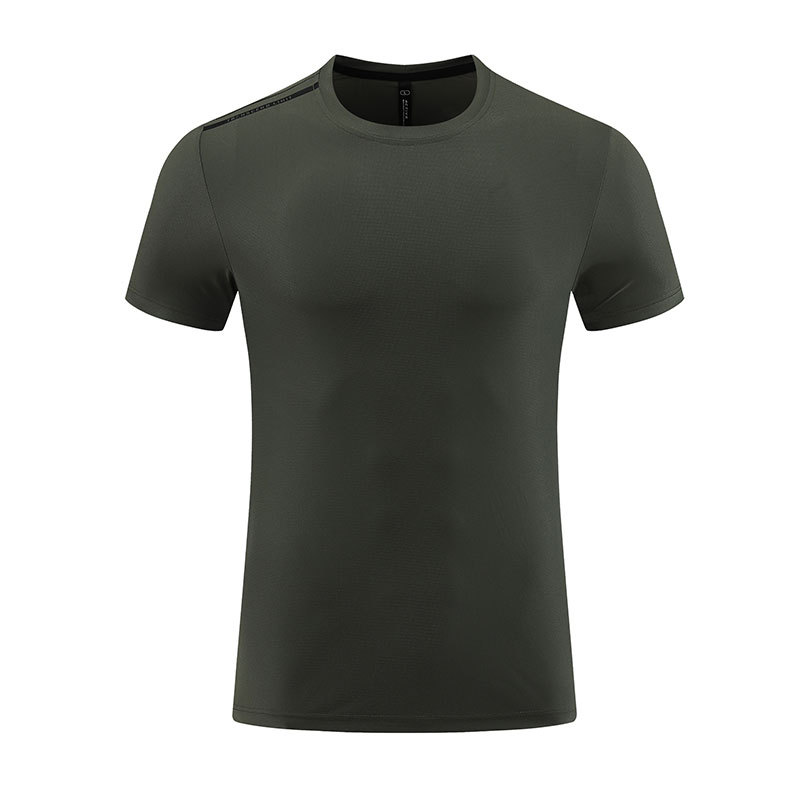 Camiseta impresa de secado rápido para hombres, fitness, cuello redondo suelto, ropa de entrenamiento de seda de hielo de verano, hombres de manga corta