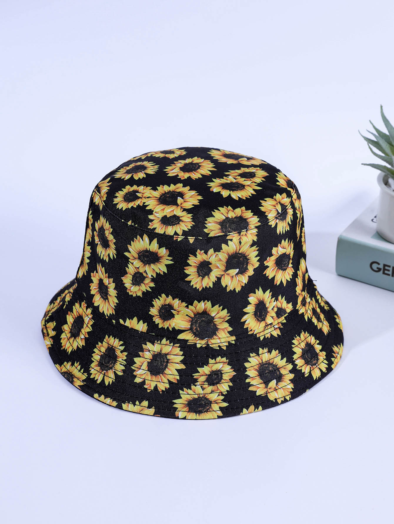 Nuevo impreso de girasol sombrero de Cuenca de la planta sombrero de pescador protección solar todo partido cara cubierta ajustable sombrero neutral