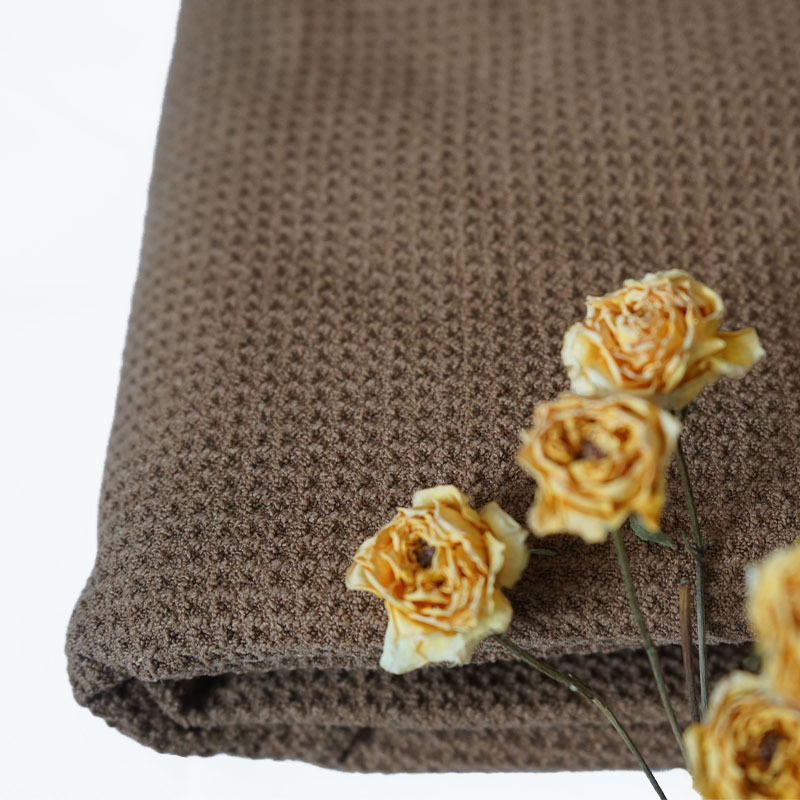 工厂可定制凹凸格纹华夫格海边度假超细纤维涤锦菠萝格沙滩巾面料