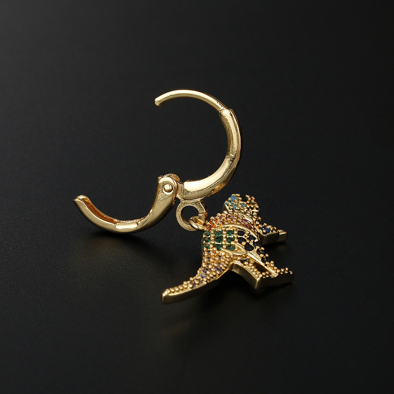 Copper Material Fashion Dinosaur Copper Inlay Zircon Drop Earrings 1 Piece