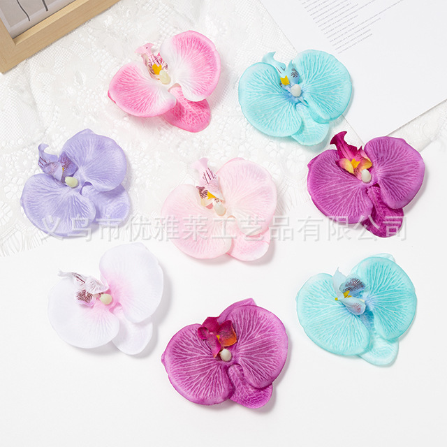 蝴蝶兰花头仿真花头饰帽花配件手工diy伴手礼蛋糕甜品台婚庆装饰