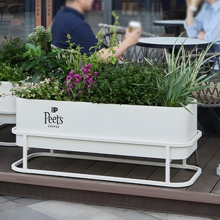 New Outdoor Flower Box Metal Anti-Rust Flower Trough Commercial Street Outdoor Coffee Shop Leisure Area Fence Partition Planting Box