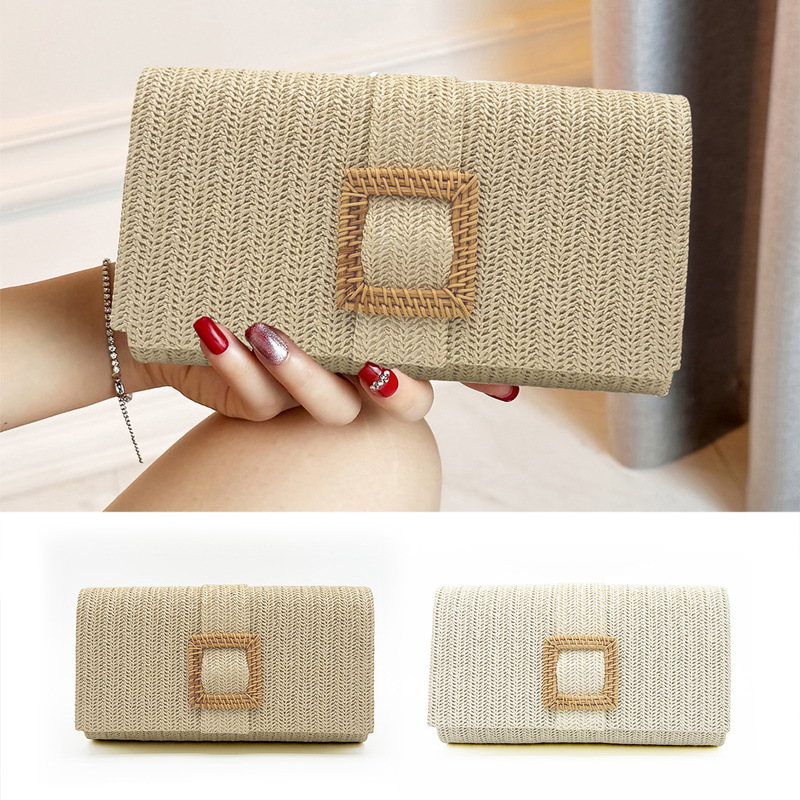 Ready-Made Cross-Border Fashion Versatile Woven Straw Evening Bag Summer One-Shoulder Seaside Vacation Beach Women's Clutch Bag Ready-Made Cross-Border Fashion Versatile Woven Straw Evening Bag Summer One-Shoulder Seaside Vacation Beach Women's Clutch Bag