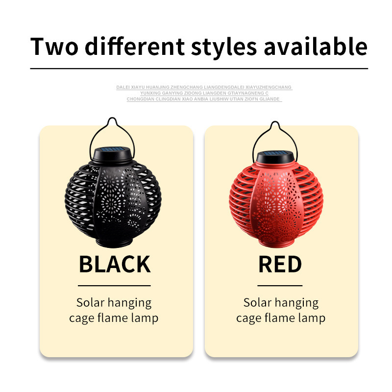 Transfronteriza nueva lámpara de linterna de llama solar al aire libre de ratán redondo linterna patio colgante atmósfera araña