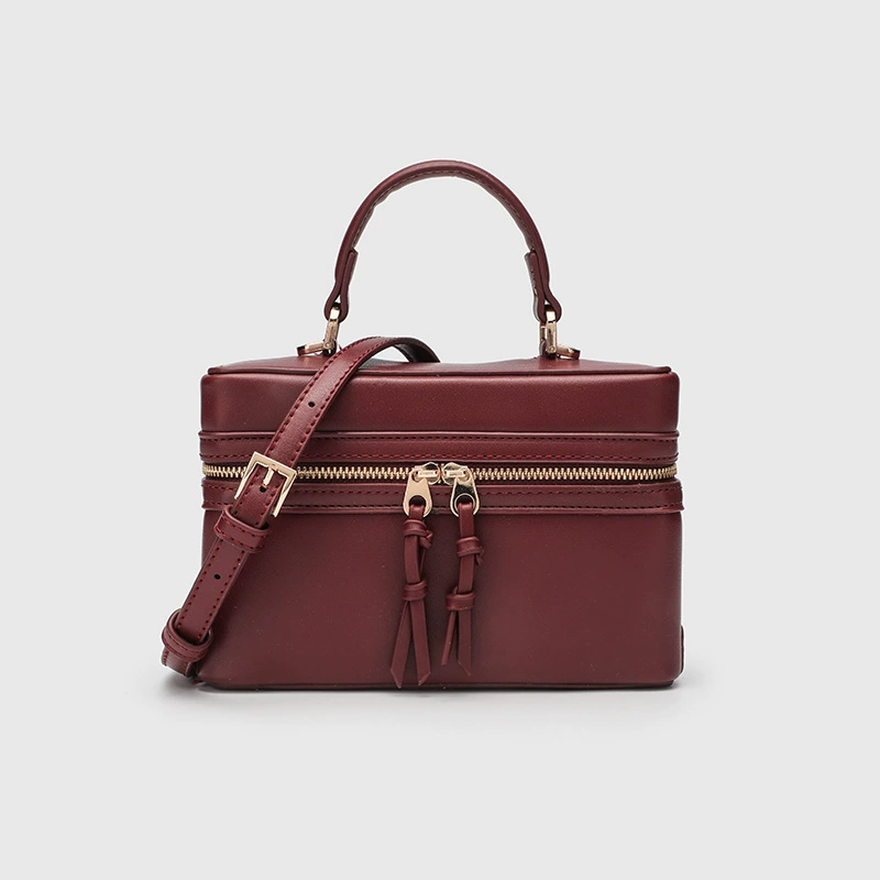 Top-handle vanity bag, canvas & PU options, compact 25.5×9×18 cm