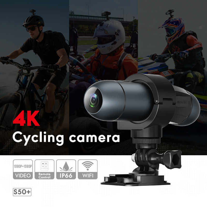 Cámara de casco de motocicleta transfronteriza 4K HD ciclismo grabadora de doble cámara antivibración cámara de deporte al aire libre image 1