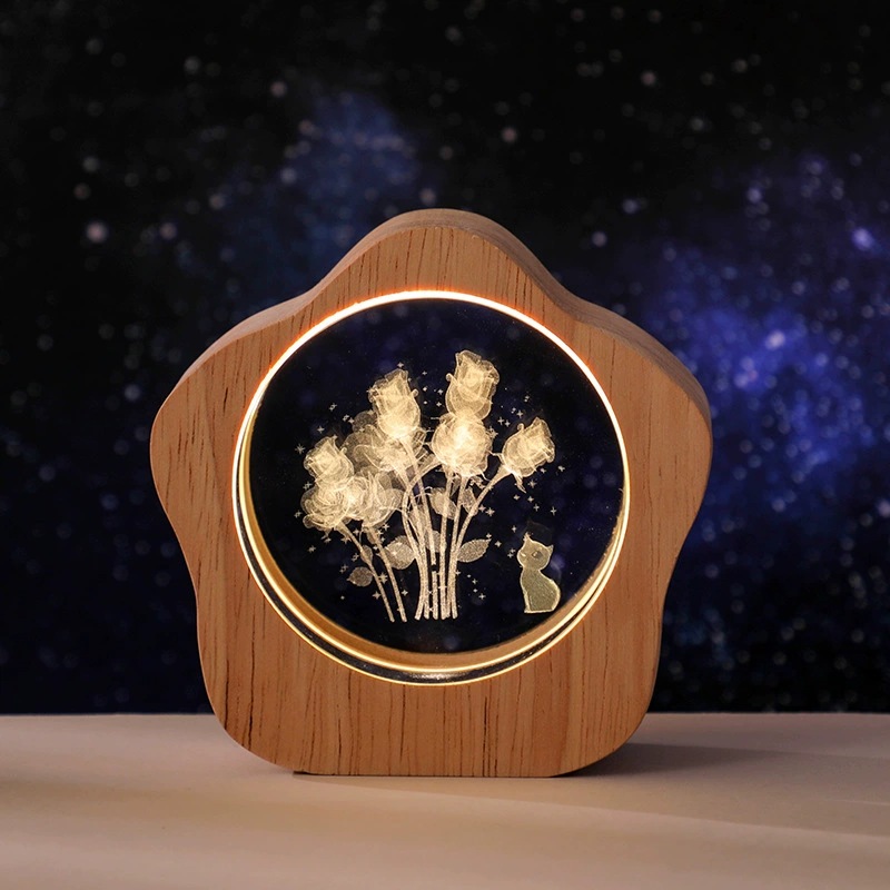 Креативный светящийся 3D-светильник из хрусталя, настольное украшение, декоративный подарок, подарок на день рождения для девочек