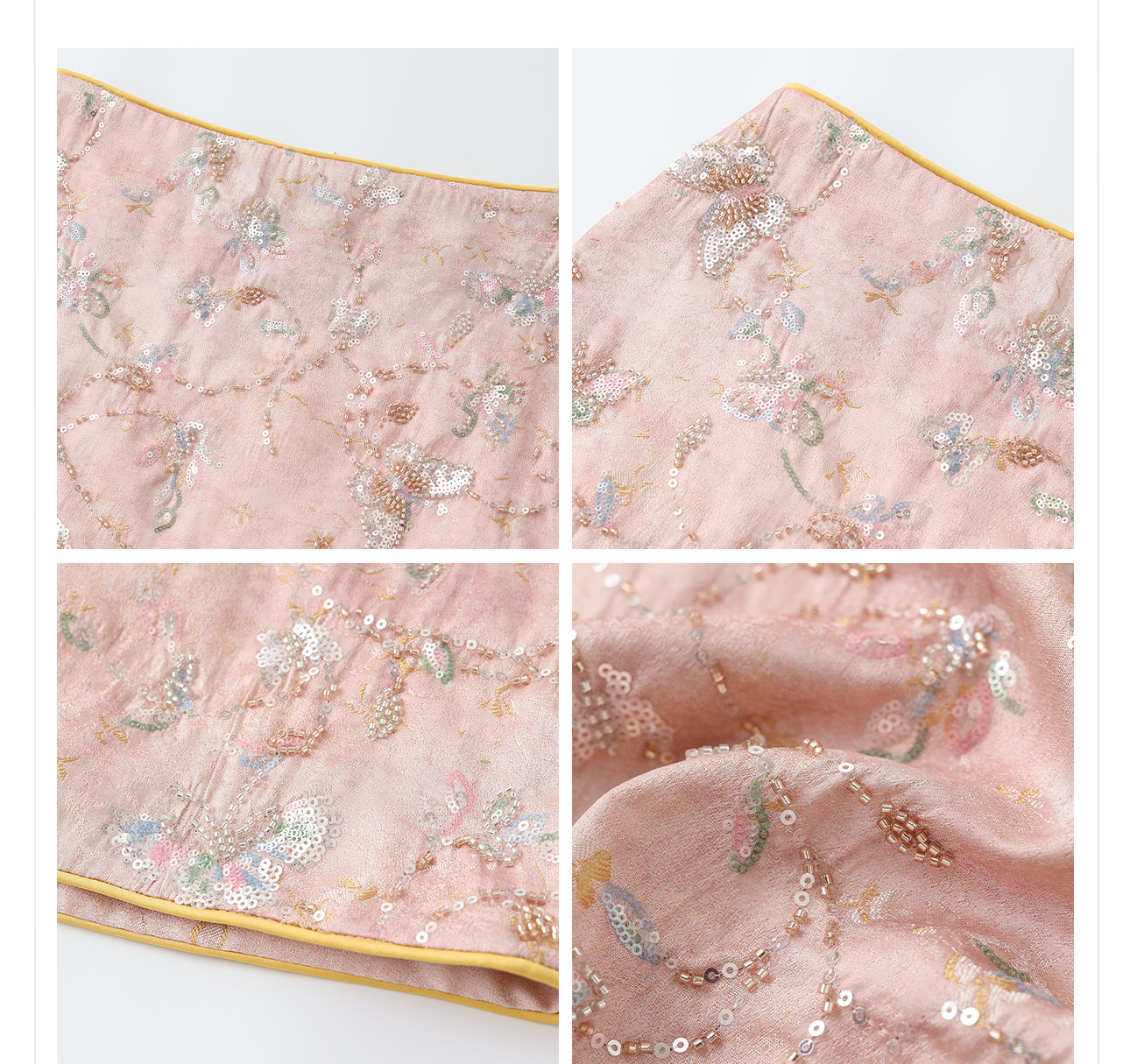 Áo hai dây thêu sequin phối tua rua cổ đứng – set chân váy midi phong cách tân Trung Hoa — nửa váy, Trang chủ chi tiết 23