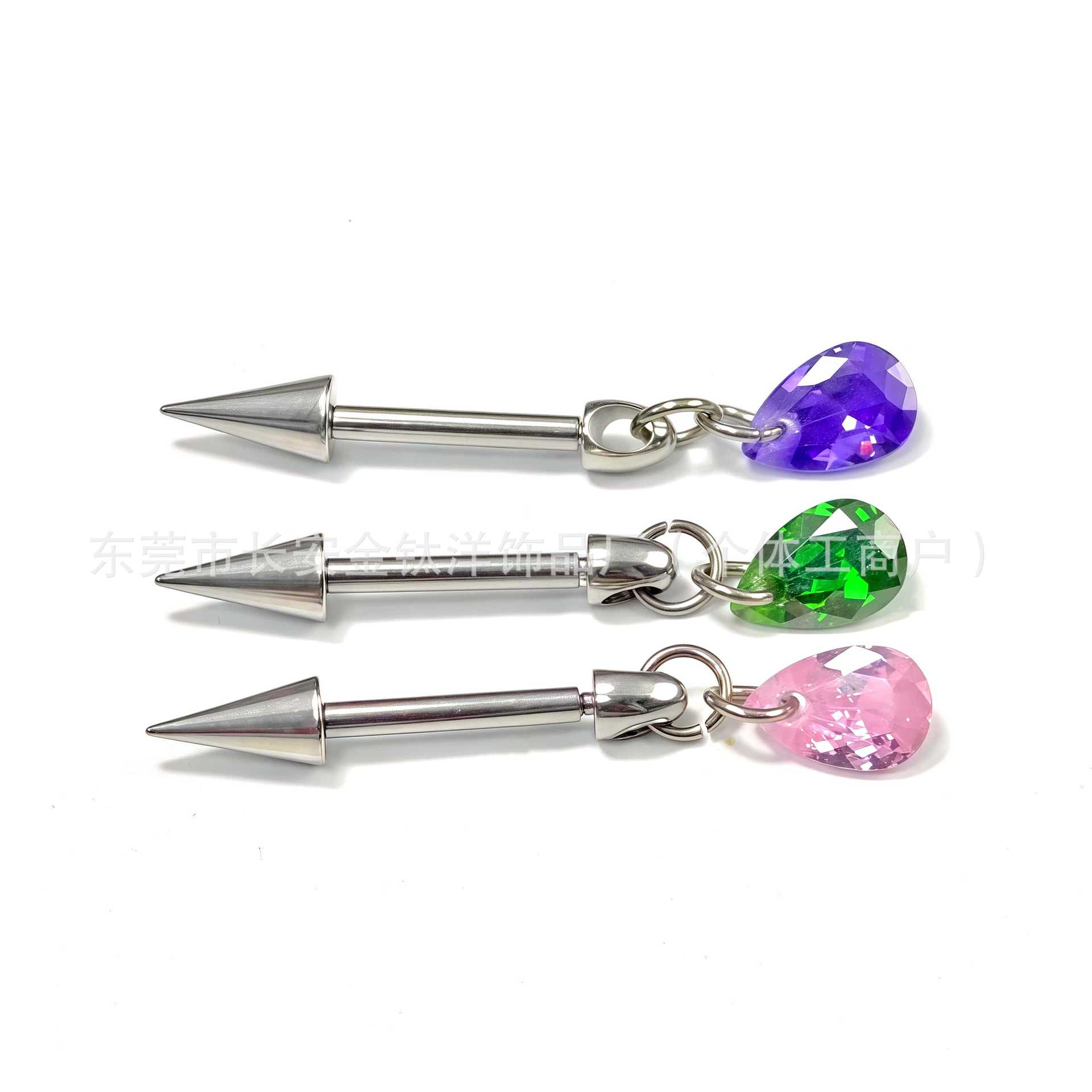 F136 Titanium Internal Thread Pointed Cone Water Drop Pendant Earrings Devil Studs - Cartilage Ear Piercing Jewelry detail image 7