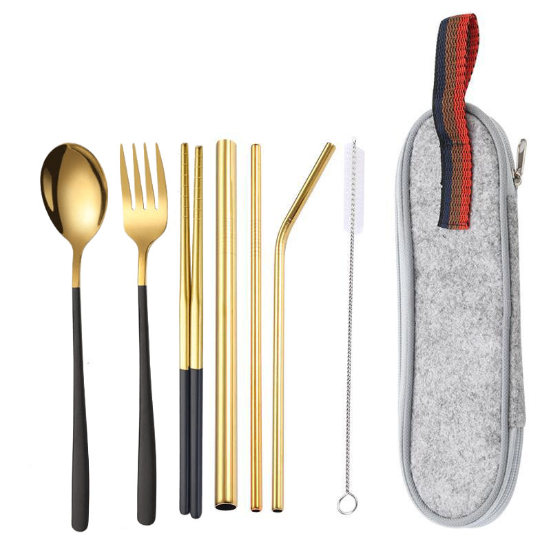 골드 블랙 7 개 세트/라이트 그레이 가방