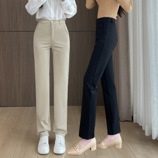 High Waist Cigarette Pants Spring and Summer New Arrival plus size chubby girl Black Casual Leggings All-Match Straight Pants for Small Men
