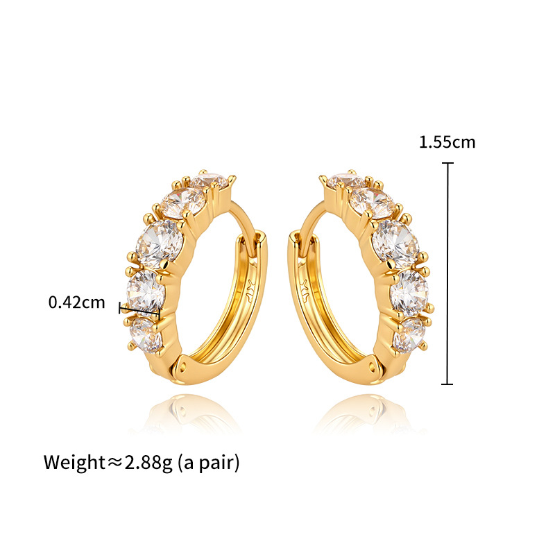 Xuping garra con una sola fila de gemas artificiales ligeras de lujo auriculares europeas y estadounidenses transfronterizas imitación de moda de oro fácil de usar auriculares al por mayor para mujeres