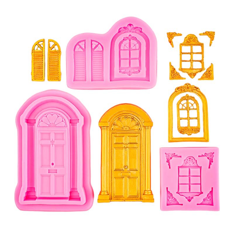 Marco de puerta de estilo europeo en relieve, borde de ventana, forma decorativa, molde de silicona, molde de pastel Pace para hornear fondant seco