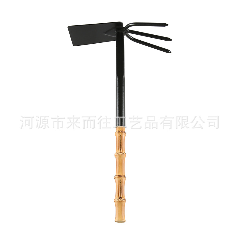 户外花草园林艺种植工具竹木柄两用耙子锄头种花种菜除草家用工具