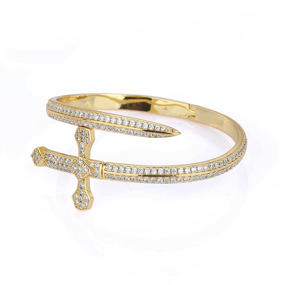 Fashion Cross Copper Inlay Zircon Bangle 1 Piece