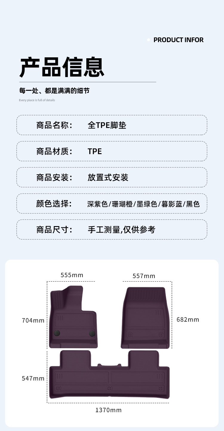 Suitable for 25 models of Xiaomi YU7 original factory car floor mats, custom-made TPE floor mats, eco-friendly trunk mat