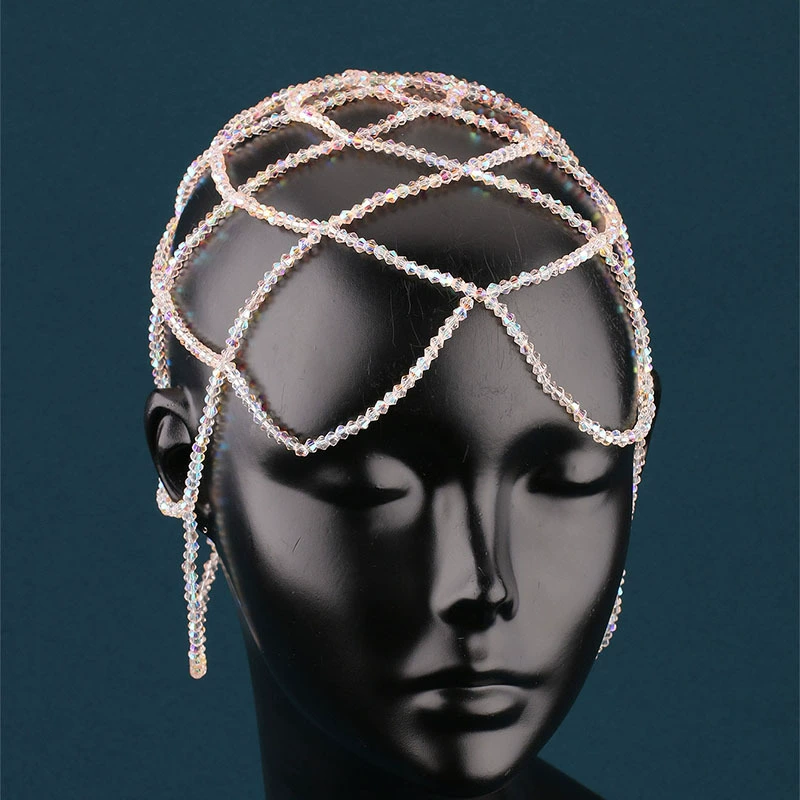 Оригинальный трансграничный популярный модный сетчатый головной убор, супер-вспышка, цепочка на лоб с кристаллами, свадебные аксессуары, аксессуары для волос, головной убор