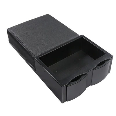 Car armrest box pad multifunctional armrest box storage box car interior supplies tissue box retractable cup holder (Armrest box) - black-model-3519