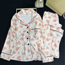 维家爱心冬季新款海岛绒睡衣女加厚保暖甜美舒适女士家居服可代发