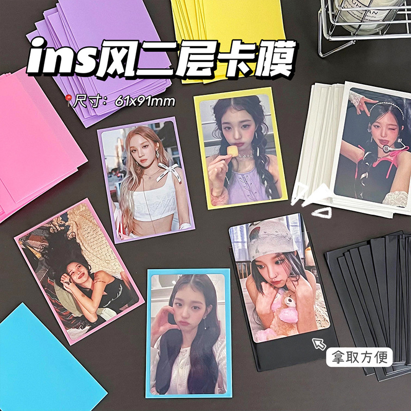 ✅Macaron transparent card cover ins style second-layer card film…