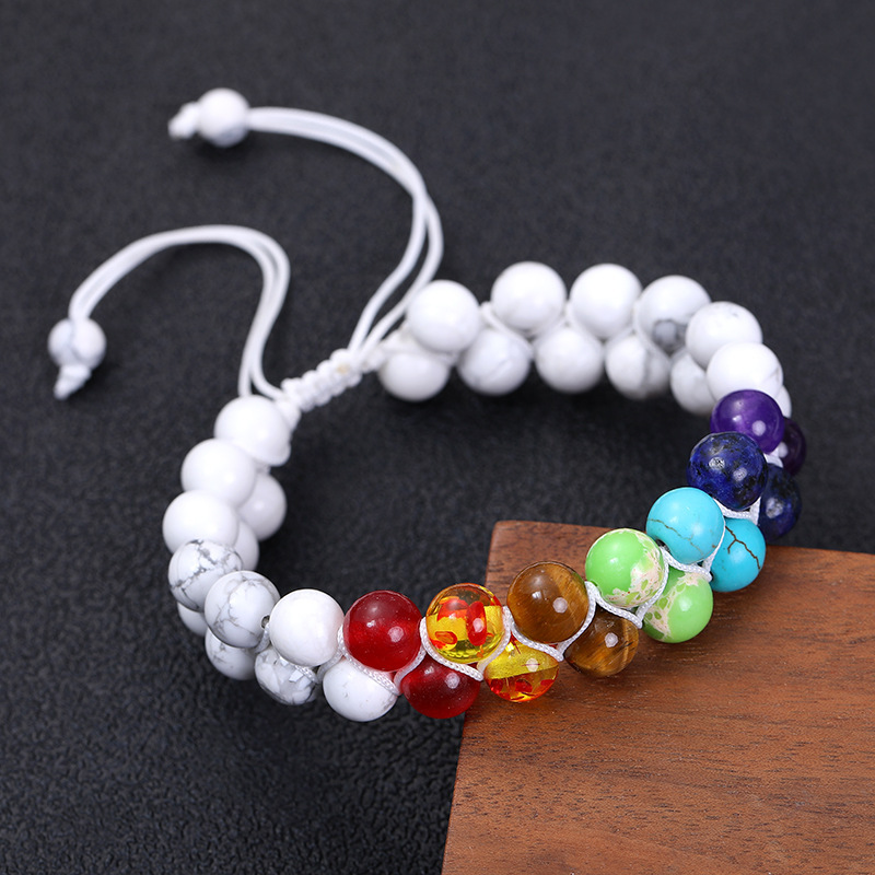 European and American Hot-Selling Fashionable and Simple Men's and Women's Exquisite Double-Row Yoga Tiger Stone Natural Beaded Bracelets Directly Supplied by the Manufacturer