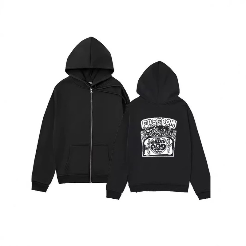 2026 New Spring and Autumn Fleece-Lined Hooded Cross-Border Sweatshirt Stussy Casual Unisex American Street Fashion Printed Zip-Up Jacket