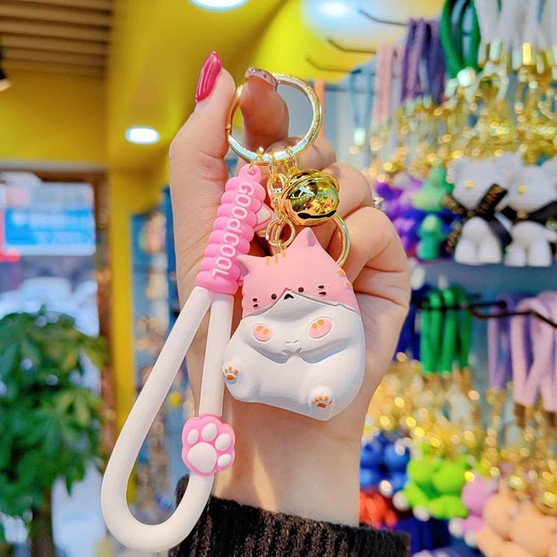 Resina de dibujos animados grasa gato llavero hembra lindo exquisito teléfono móvil cadena pulsera muñeca lindo llavero bolsa colgante
