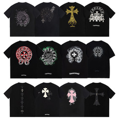 クロスゴシック十字架馬蹄花梵文プリント潮牌半袖tシャツ正規品公式旗艦