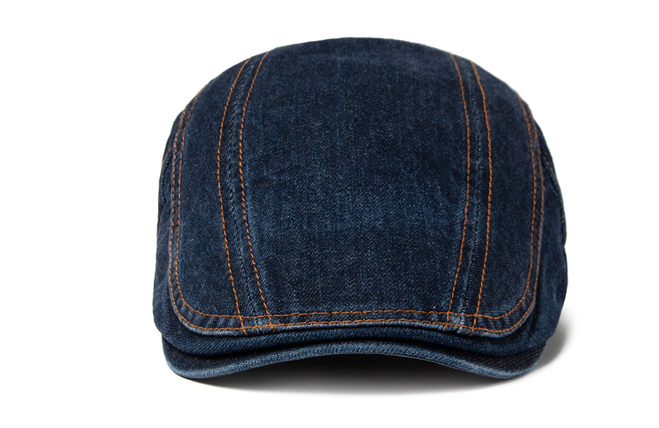 Berretto in denim lavato da uomo primaverile e autunnale, cappello a becco d'anatra in puro cotone con protezione solare, cappello femminile in stile britannico_voghion.com