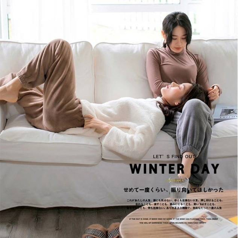 仙女暖暖裤女秋冬季休闲懒人珊瑚绒保暖睡裤女学生宽松遛弯家居裤|undefined