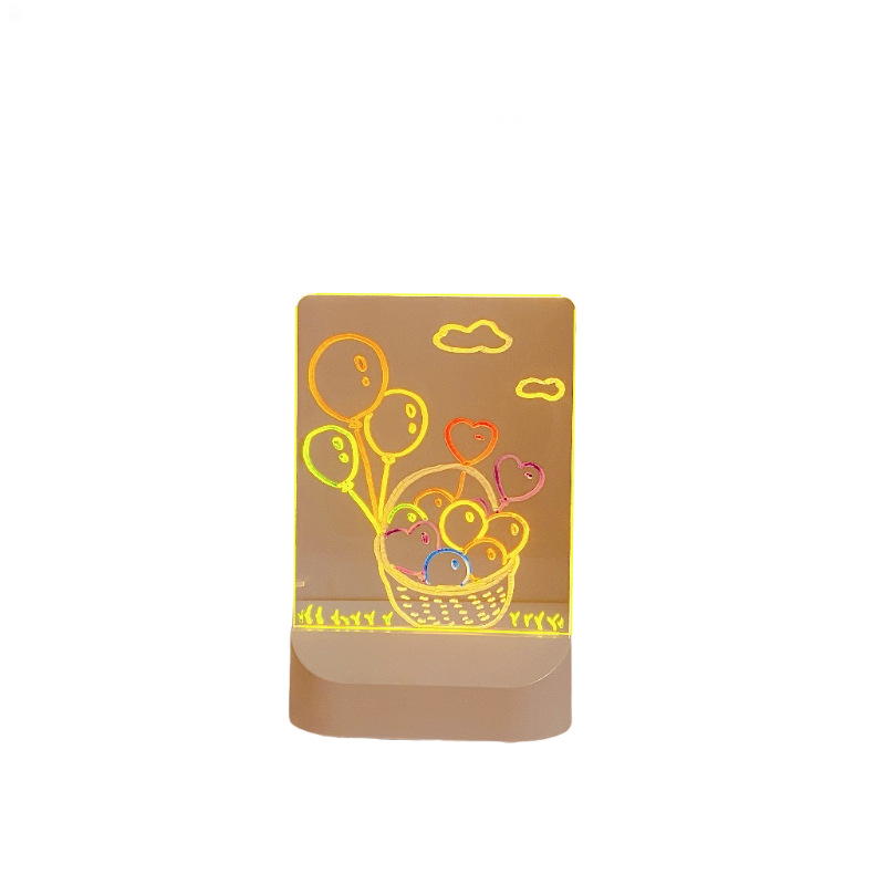 Tablero de dibujo para niños transfronterizo Diy Lámpara de tablero de dibujo pintada a mano borrable Tablero de graffiti led Tablero de mensajes Regalo para niños