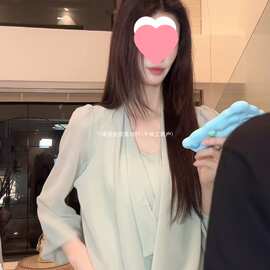 2026韩系宽松雪纺女披肩气质温柔网纱设计宽松减龄慵懒超仙小衫