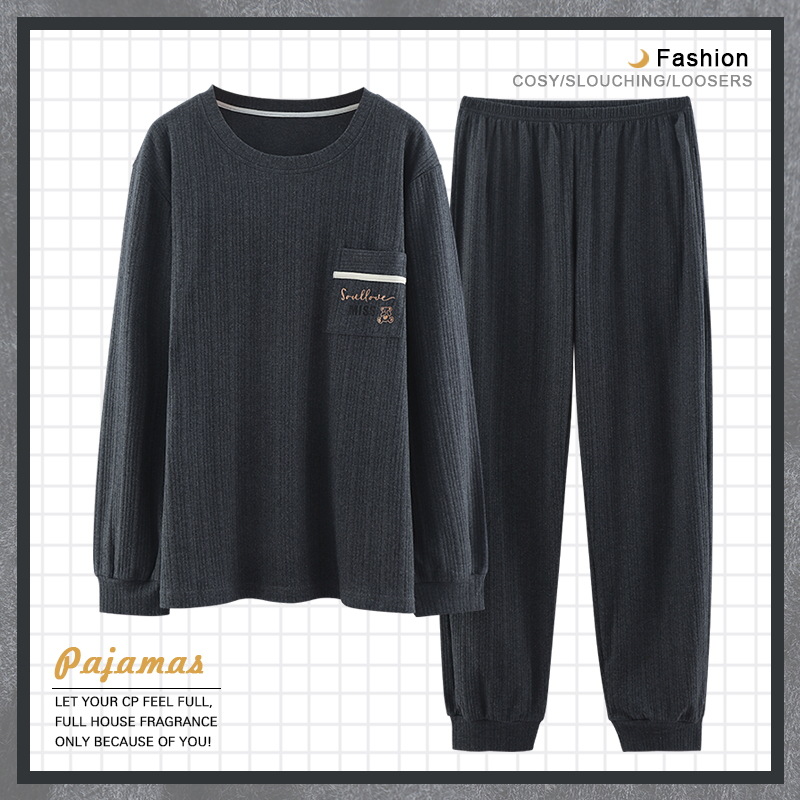 Jiao Caimeng pijamas de hombre primavera y otoño de algodón de manga larga para hombre 2022 Nuevo homewear Perezoso