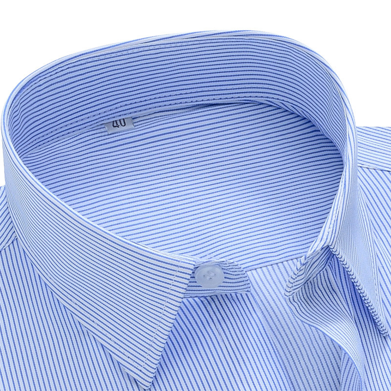 Blue Striped Shirt Men's Short-sleeved Business Wear New Spring and Summer White Striped Shirt Formalwear Fashion Business Casual