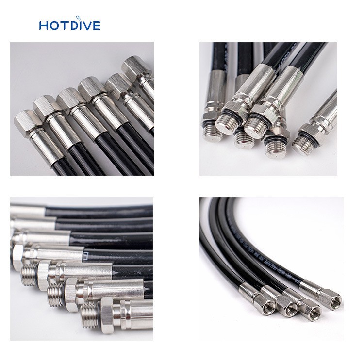Tubo de alta presión de buceo HOTDIVE tubo de presión residual colgante lateral tubo de alta presión de longitud ajustable tubo corto de garganta corta