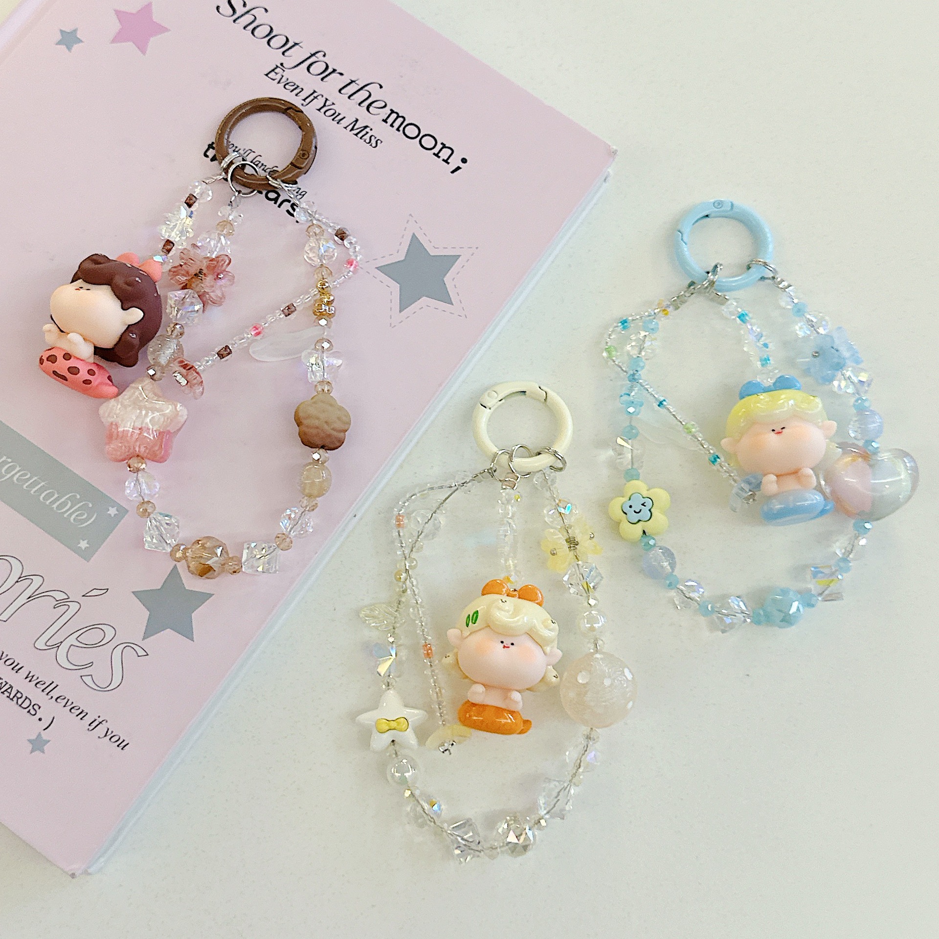 Genuine Lilith linda pintura al óleo estrella nueva aleación cristal resina linda cadena de teléfono móvil bolso colgante de teléfono móvil