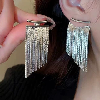 潮牌时尚款银针法式金属风复古流苏流苏耳环女小众设计感复古耳钉