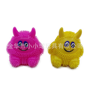 New soft rubber TPR light-emitting small monster fur ball children's decompression vent pinch animal air ball