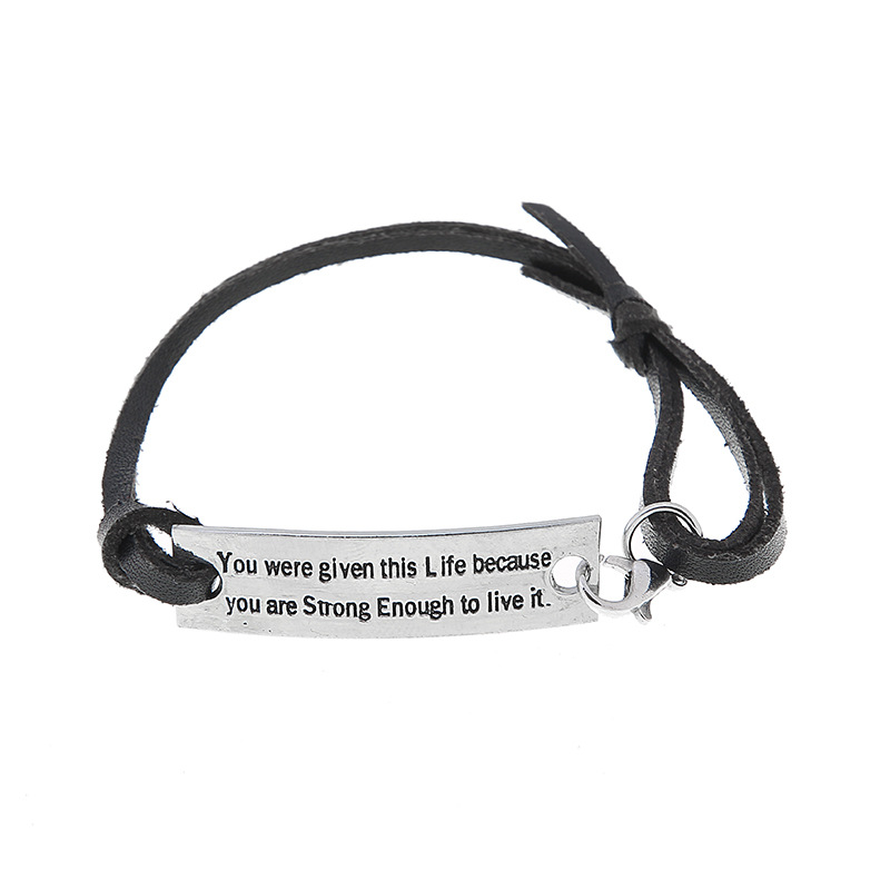 11g Weight Bracelets Classification Pu Leather Chain Material 1 Piece Quantity Daily Occasion Pu Leather, Alloy Material Letter Pattern All Seasons Season Men's Gender Plating Design Simple Style Style Simple Style Letter Pu Leather Alloy Plating Men's Bracelets Men Cord & Leather Bracelets 9