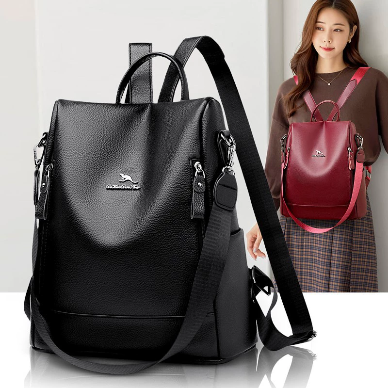 Kangaroo, backpack, durable travel bag for leisure, genuine leather, anti-theft