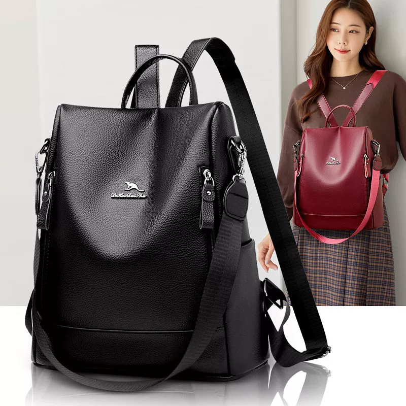 Kangaroo, backpack, durable travel bag for leisure, genuine leather, anti-theft