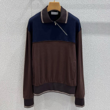 南油工厂M家 25新款后背字母绣布斜拉链翻领卫衣 男女同款上衣