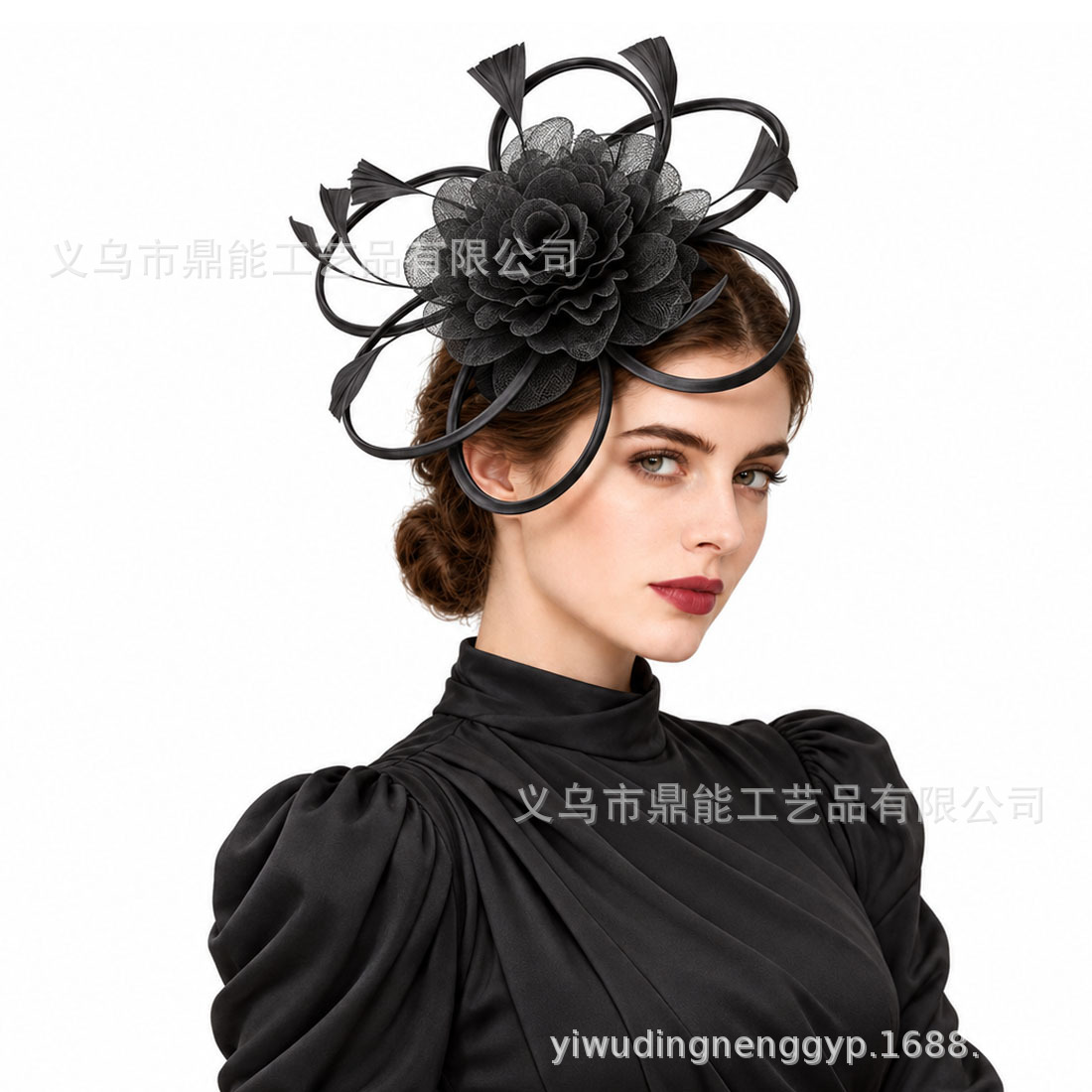 Cross-border European and American horse racing festival headwear, bridal tulle flower hat, vintage and extravagant party and ball hair accessories