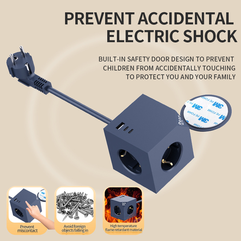 New New Product European Standard Rubik's Cube Socket Pd20W Fast Charging with Magnetic Function Strip Russian Creative Converter