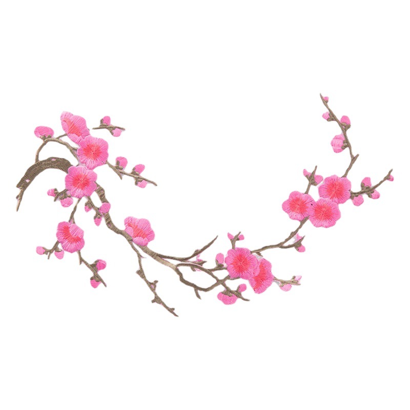 Parche de tela bordado antiguo equipo de estilo bordado Plum bordado parche de tela Plum parche cheongsam caliente parche de estilo chino