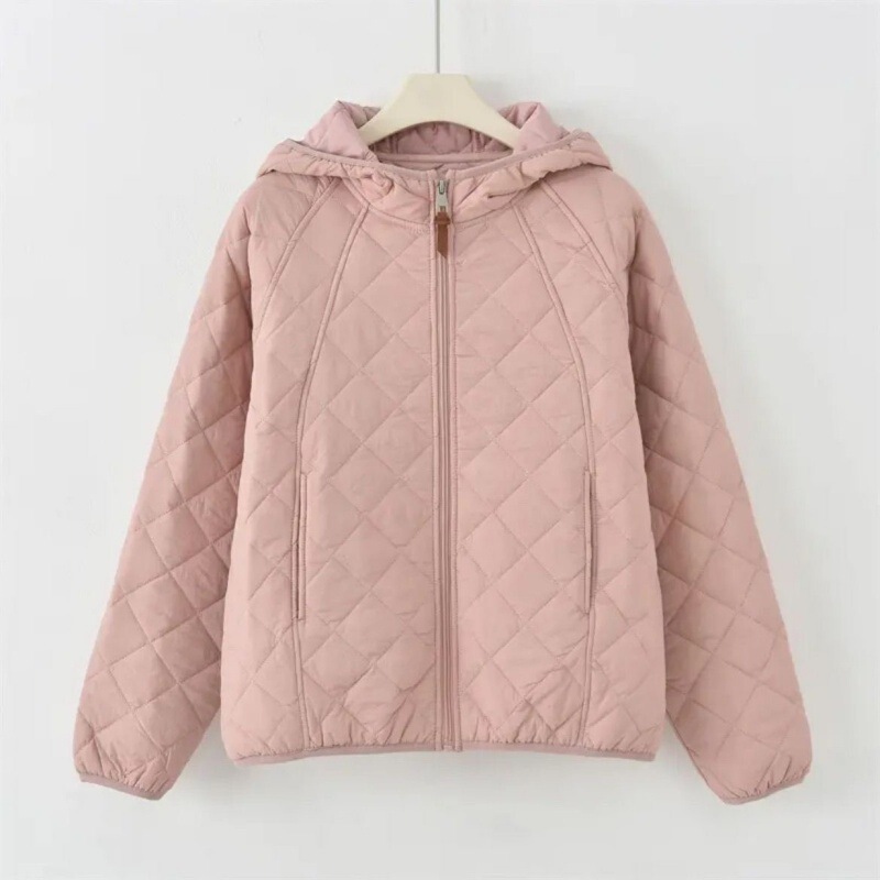 New Lightweight Spring, Autumn, and Winter down Cotton Jacket for Women, Warm and Loose-Fitting with Hood, 2026 Casual Cotton Coat, Short Cotton Clothing