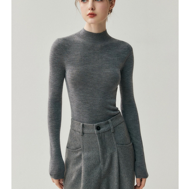 18 Stitches ~ Machine Washable! Yangtze Yarn Worsted Wool Knitwear Women's Half Turtleneck Tight-Fitting Versatile Knitted Bottoming Knitwear